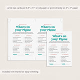 Medical What's On Your Phone Game Printable