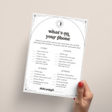Written In The Stars Wedding Shower Game What's On Your Phone Printable