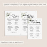 Wedding Shower Game Printable Whats On Your Phone