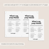 Office Party Printable What's On Your Phone Game