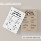 New Year's Eve What's On Your Phone Game Printable