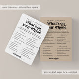 Family Reunion Game Whats On Your Phone Activity Printable
