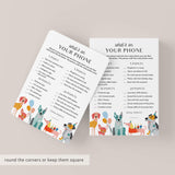 Dog Birthday What's On Your Phone Game Printable