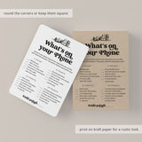 What's On Your Phone Book Club Icebreaker Game Printable