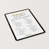 Gold and Black Birthday Party Game Whats On Your Phone Printable