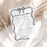 Girls Night Phone Game Printable What's On Your Phone Coquette Bow