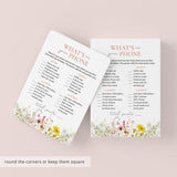 Whats In Your Phone Wildflower Birthday Party Game
