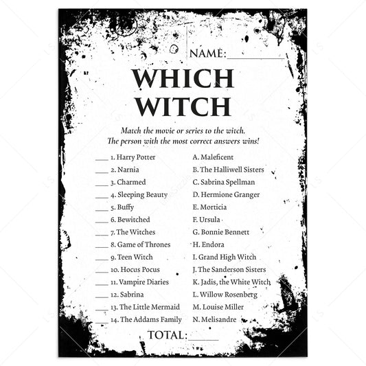 Which Witch Halloween Game Printable | With Answers by LittleSizzle