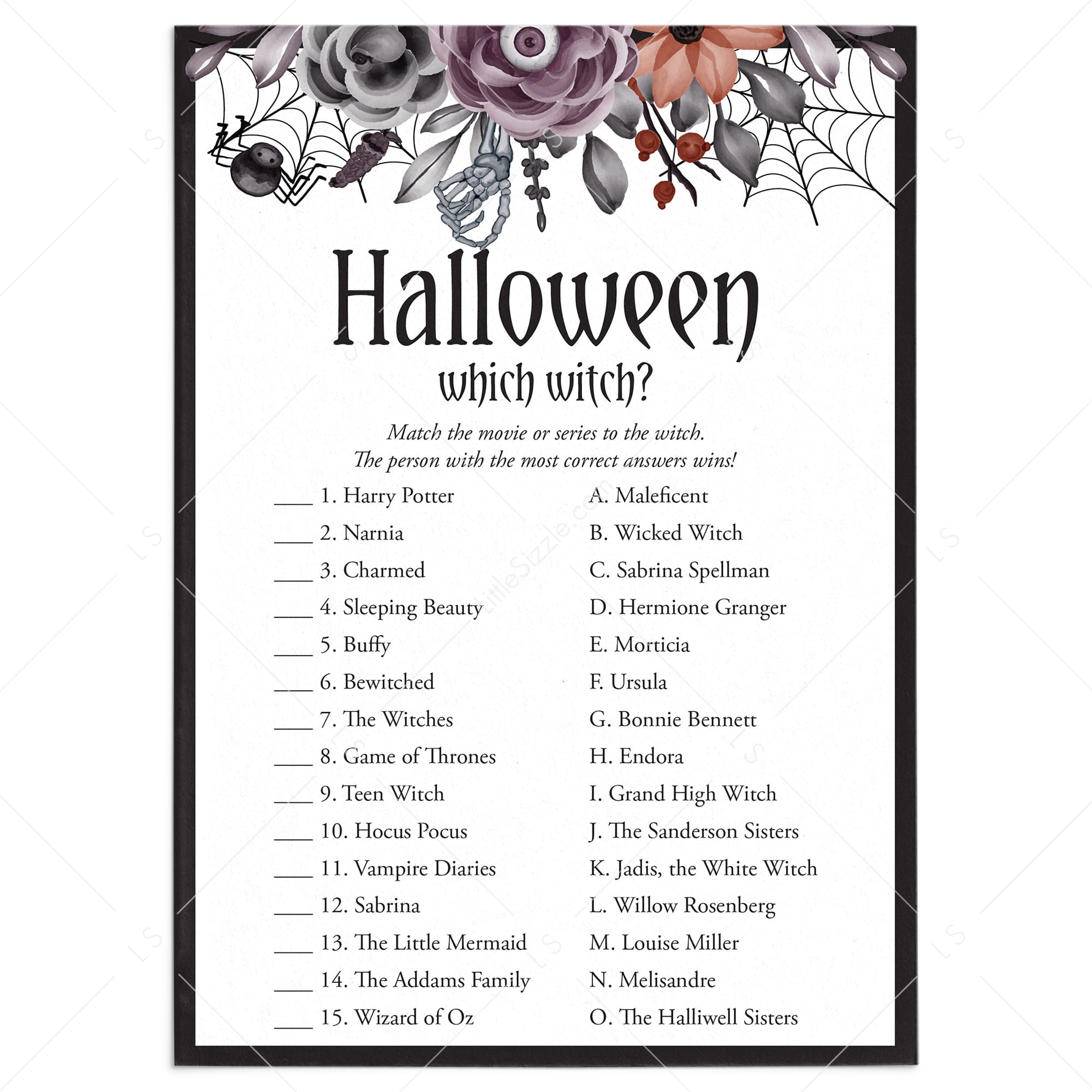 Which Witch Game with Answers Printable by LittleSizzle