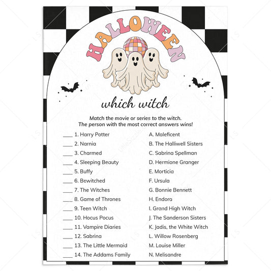 Ghouls Halloween Party Game Which Witch Printable by LittleSizzle