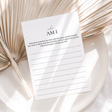 Who Am I Wedding Shower Game Printable