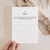 Who Am I Wedding Shower Game Printable