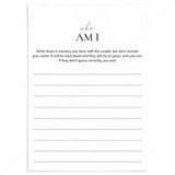 Who Am I Wedding Shower Game Printable by LittleSizzle