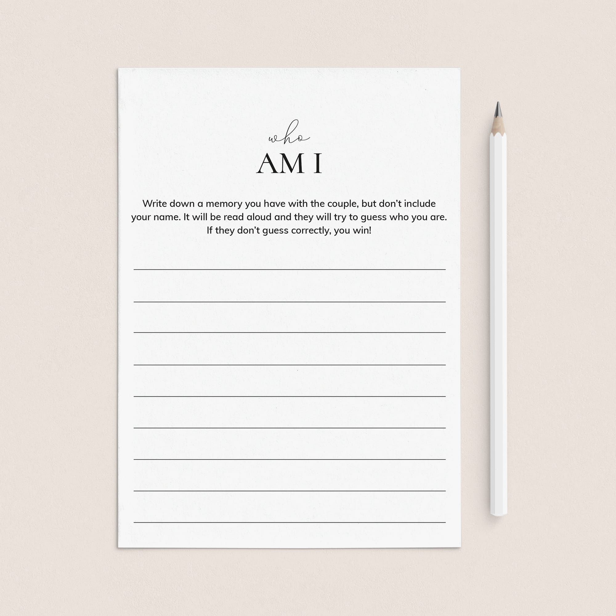 Who Am I Wedding Shower Game Printable by LittleSizzle