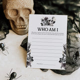 Black Floral Bridal Shower Game Who Am I