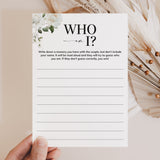 Who Am I Couples Wedding Shower Printable Game