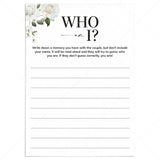 Who Am I Couples Wedding Shower Printable Game by LittleSizzle