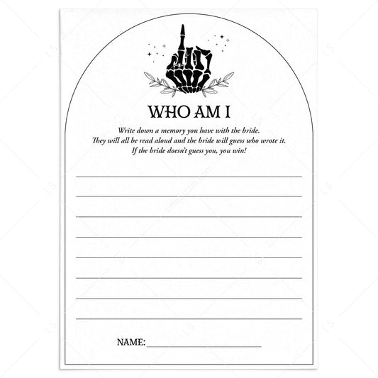 Bride or Die Bridal Shower Icebreaker Game Who Am I by LittleSizzle