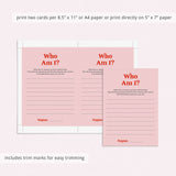 Who Am I Bridal Shower Game Pink and Red