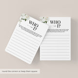 Who Am I Couples Wedding Shower Printable Game