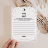 Who Am I Bridal Shower Icebreaker Game Printable Celestial Theme