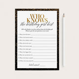 Who Knows The Birthday Girl Best Printable Black and Gold by LittleSizzle