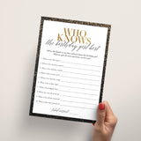 Who Knows The Birthday Girl Best Printable Black and Gold