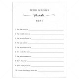 Who Knows Mom Best Game for Mother's Day Printable by LittleSizzle