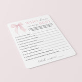 Pink Bow Baby Shower Games Printable