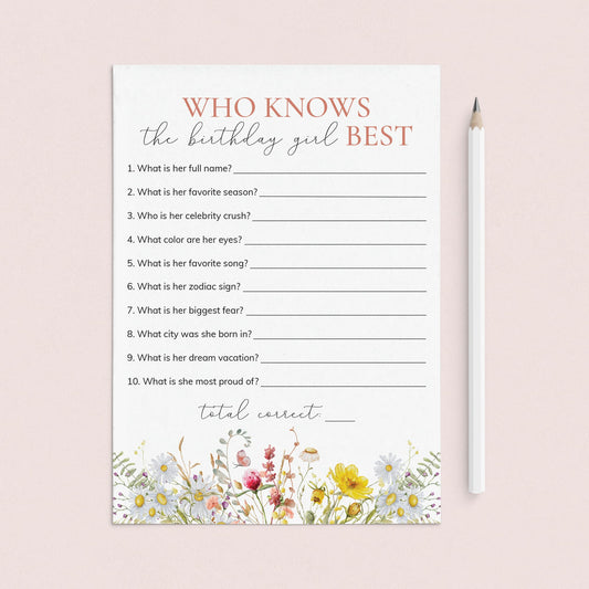 Wildflower Birthday Trivia Who Knows The Birthday Girl Best by LittleSizzle