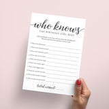 Birthday Trivia Game Printable Who Knows The Birthday Girl Best