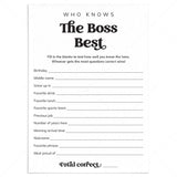 Office Party Game Who Knows The Boss Best Printable by LittleSizzle