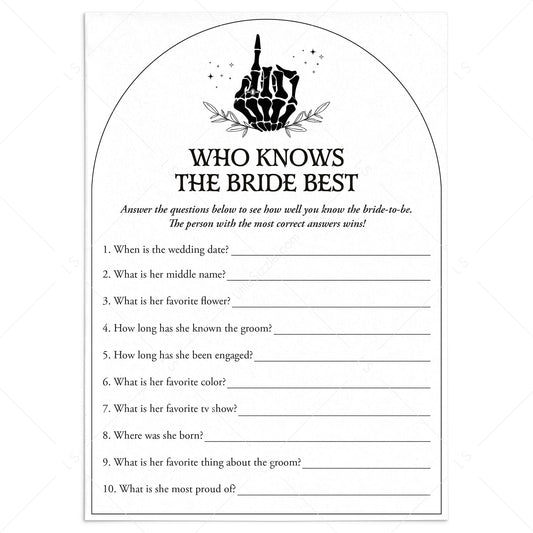 Bride or Die Bridal Shower Game Who Knows Bride Best Questions by LittleSizzle