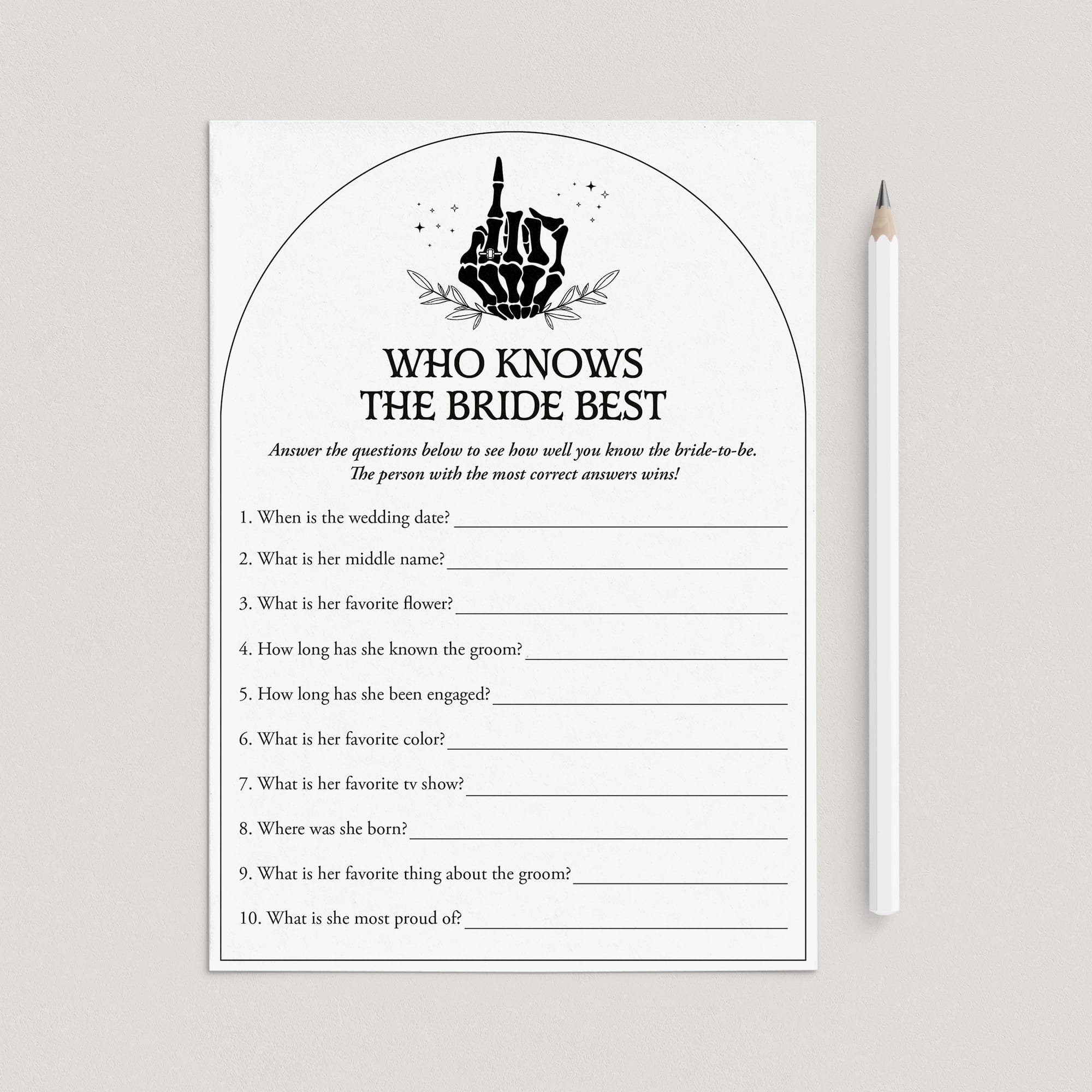 Bride or Die Bridal Shower Game Who Knows Bride Best Questions by LittleSizzle