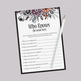Halloween Bridal Shower Games Bundle Black Purple Floral