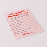 Pink Red Bridal Shower Game Who Knows The Bride Best