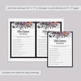 Gothic Bridal Shower Game Who Knows The Bride Best Printable