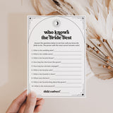 Who Knows The Bride Best Game Printable | Written In The Stars theme