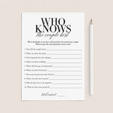 Anniversary Party Trivia Game Who Knows The Couple Best Printable by LittleSizzle