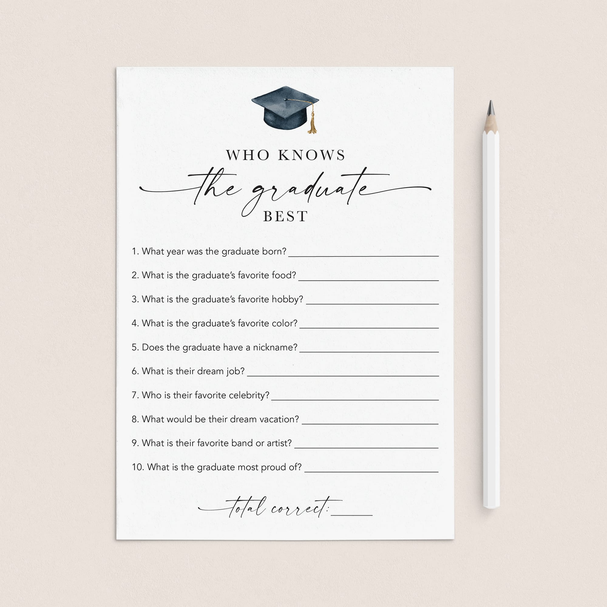 Who Knows The Grad Best Quiz Printable by LittleSizzle