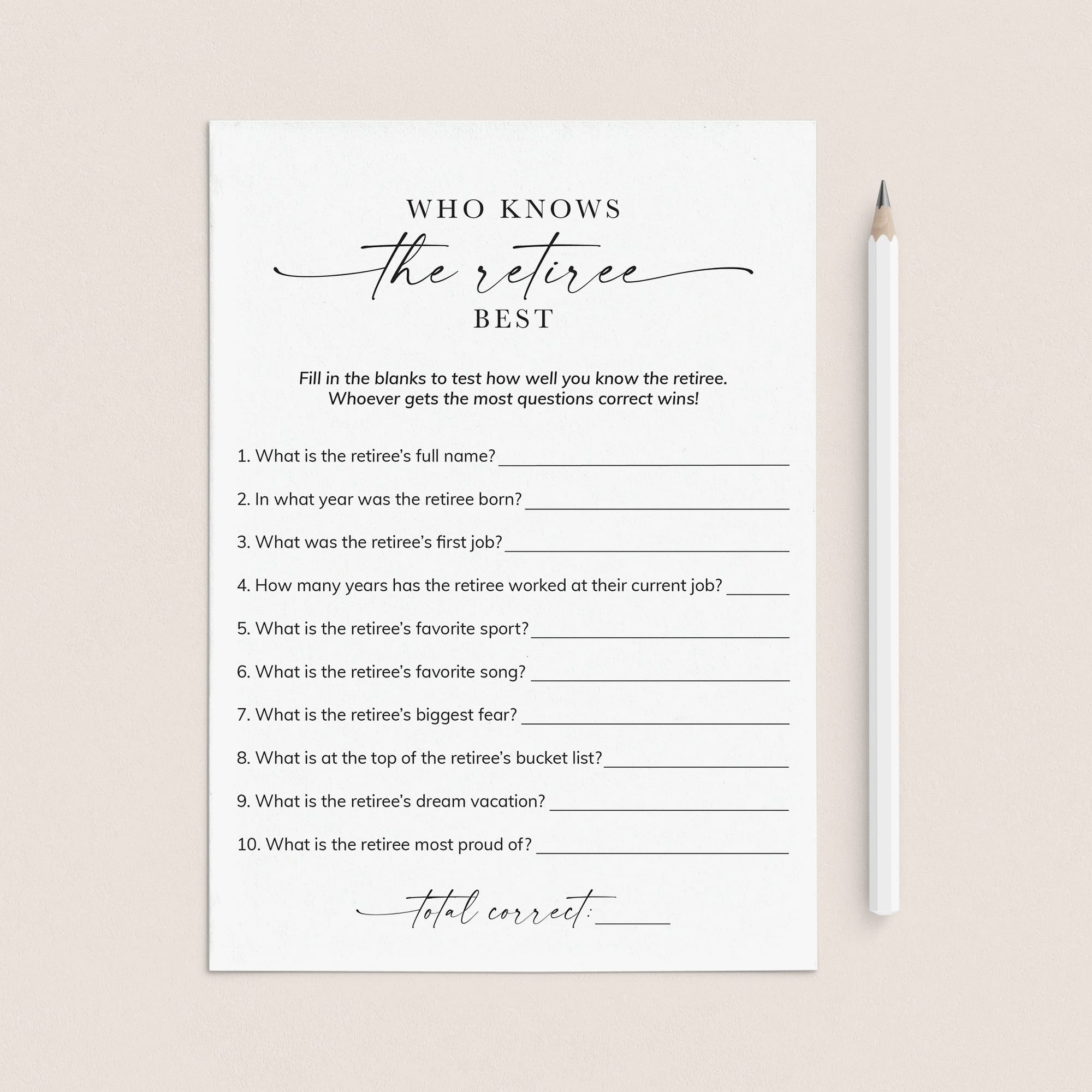 Who Knows The Retiree Best Game for Retirement Party | Instant Download by LittleSizzle