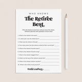 Who Knows The Retiree Best Questions Printable by LittleSizzle