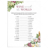 Wine Themed Party Wine Around The World with Answer Key by LittleSizzle