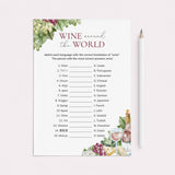 Wine Themed Party Wine Around The World with Answer Key by LittleSizzle