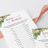 Wine Themed Party Wine Around The World with Answer Key