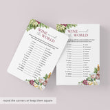 Wine Themed Party Wine Around The World with Answer Key