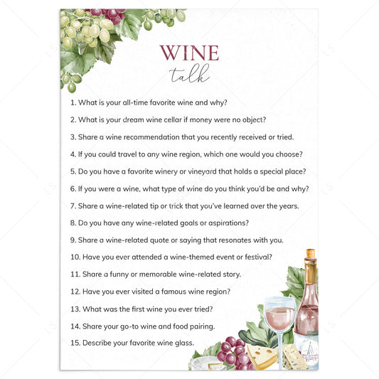Wine Tasting Party Table Talk Topics by LittleSizzle