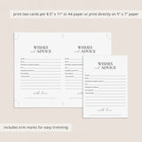Printable Wedding Wishes and Advice Cards