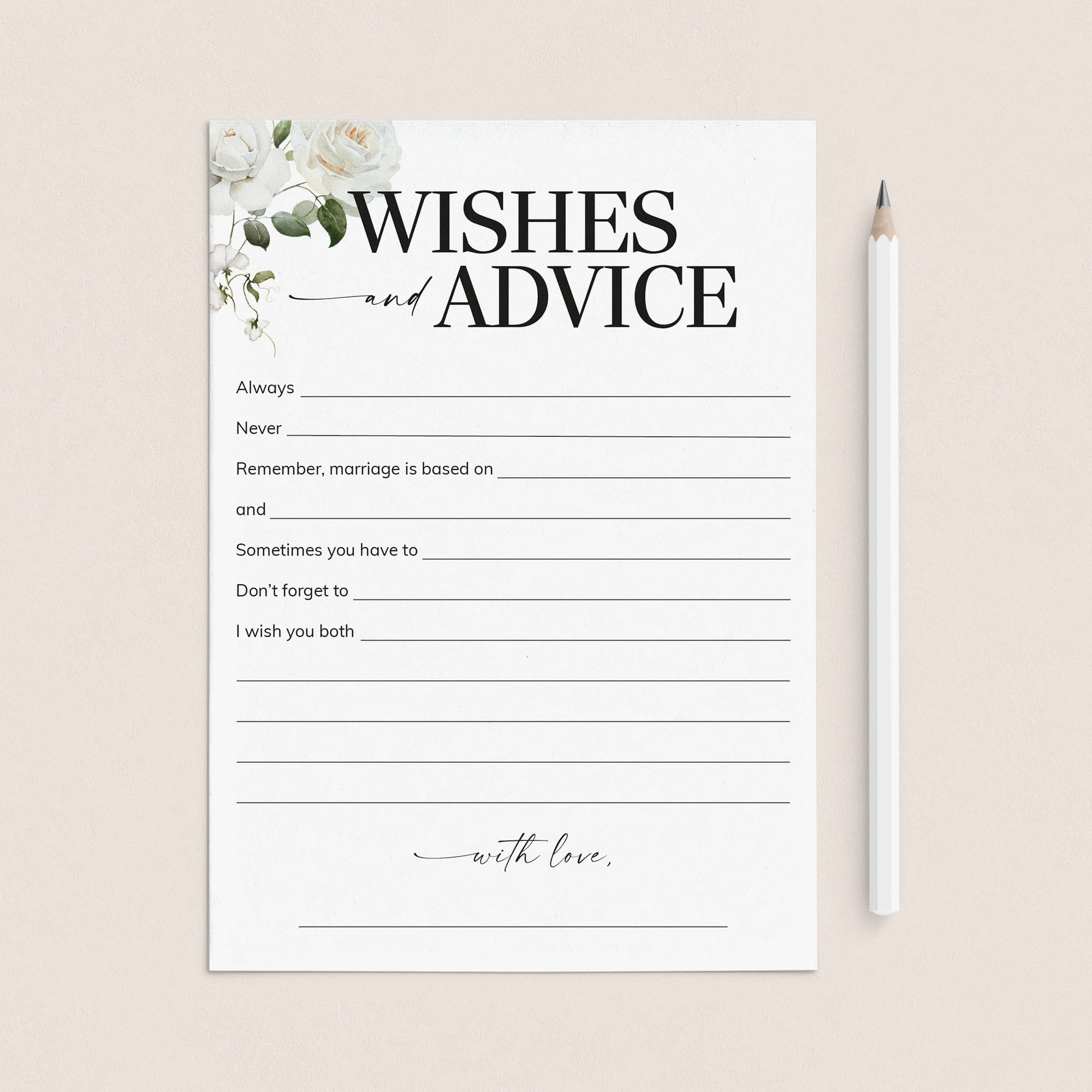Wishes And Advice For Newlyweds Printable by LittleSizzle