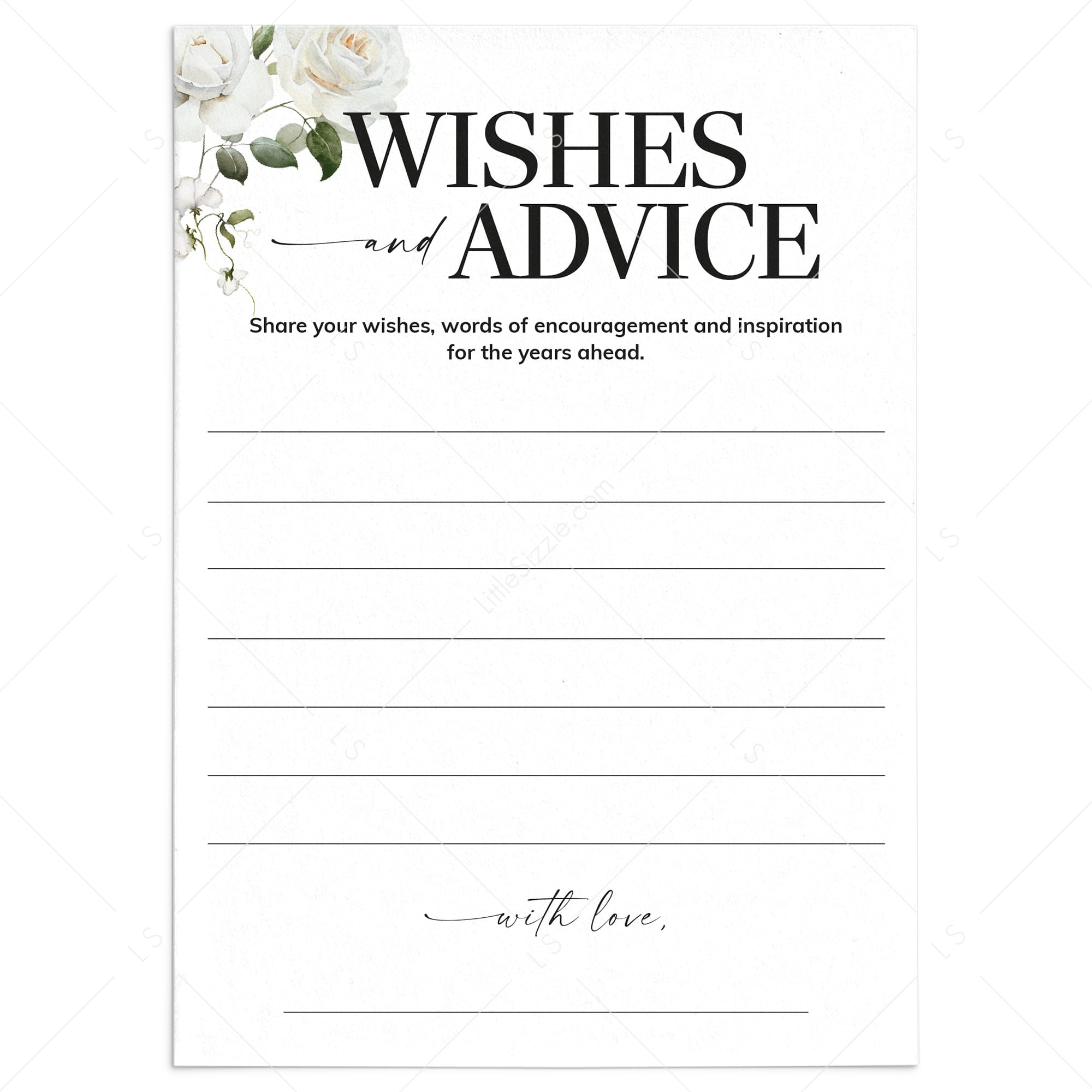 Happy Anniversary Wishes & Advice for the Couple Printable Cards by LittleSizzle